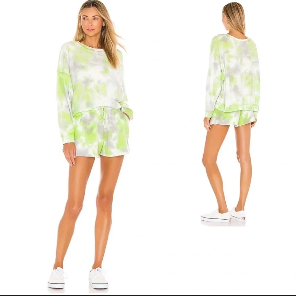 Free People Intimately Kelly Shorts Tie Dye Lime Green Size Medium